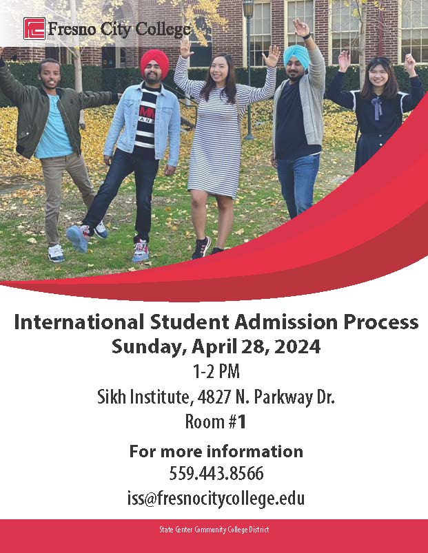 Flier for Fresno City College International Student Workshop